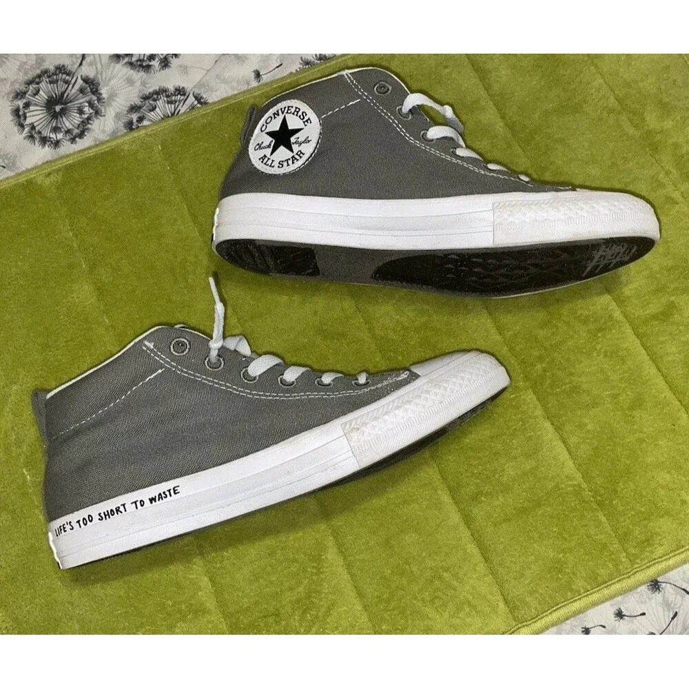 LIFES TOO SHORT Renew Converse All Star Mid Chuck Taylor Mens 6 Womens 8 Juniors